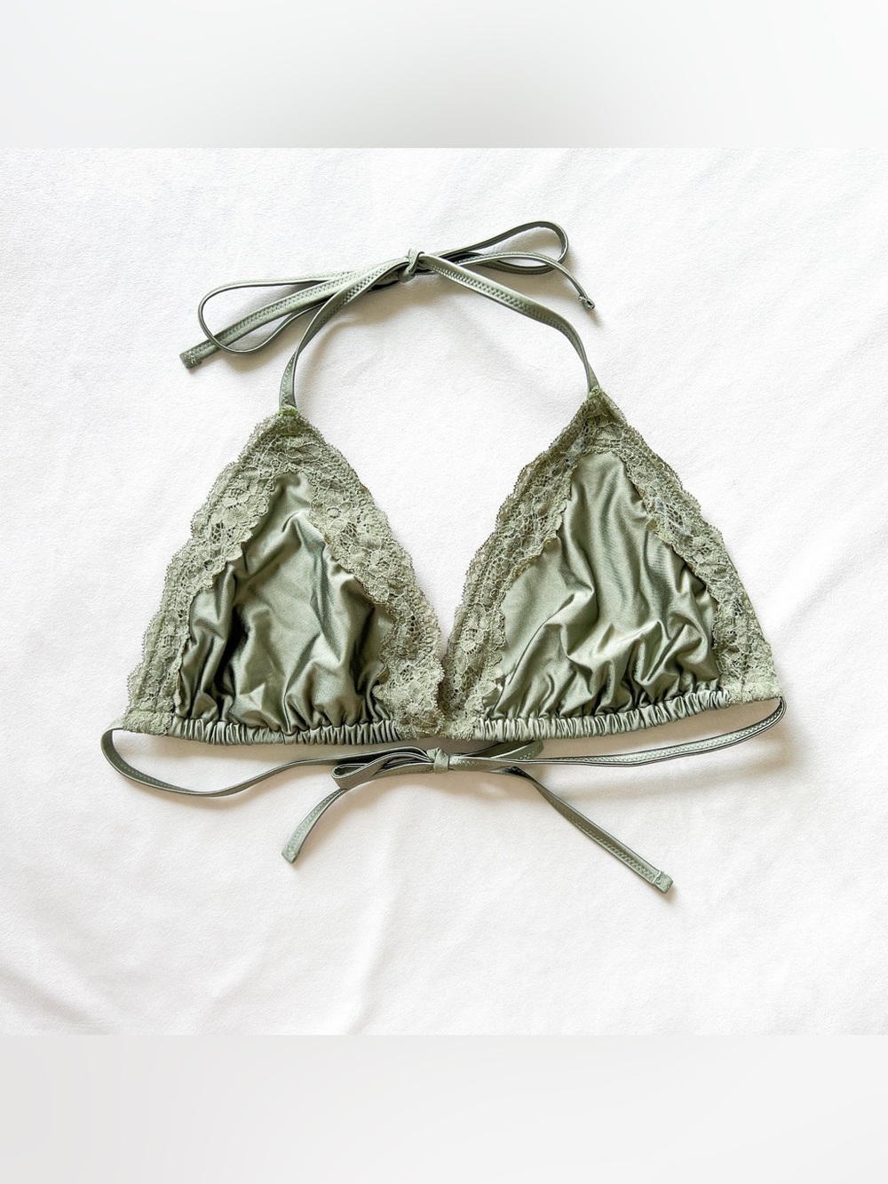 aerie Olive Lace Triangle Bikini Top - Sage Green XL